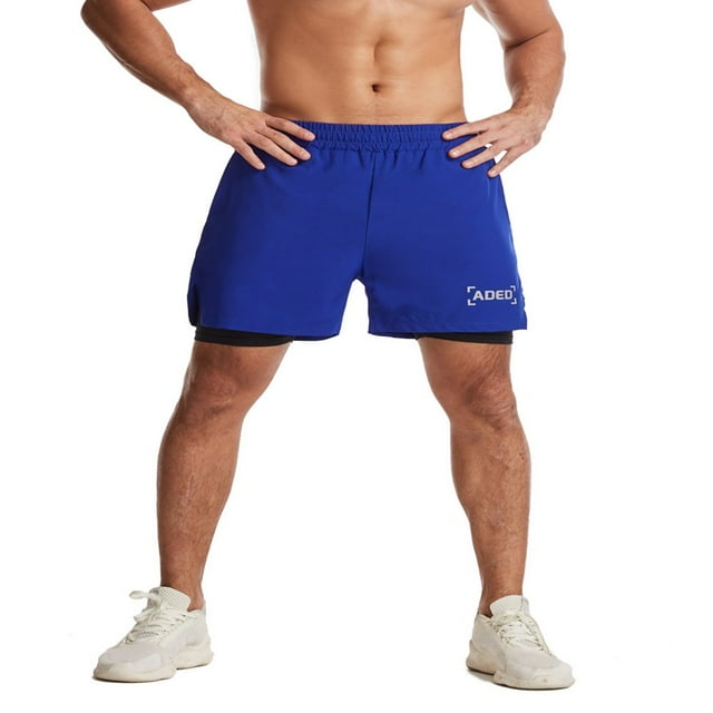 Men‘s 2 in 1 Workout Running Shorts Quick Dry Lightweight Gym Training Sport Short with Phone Pockets
