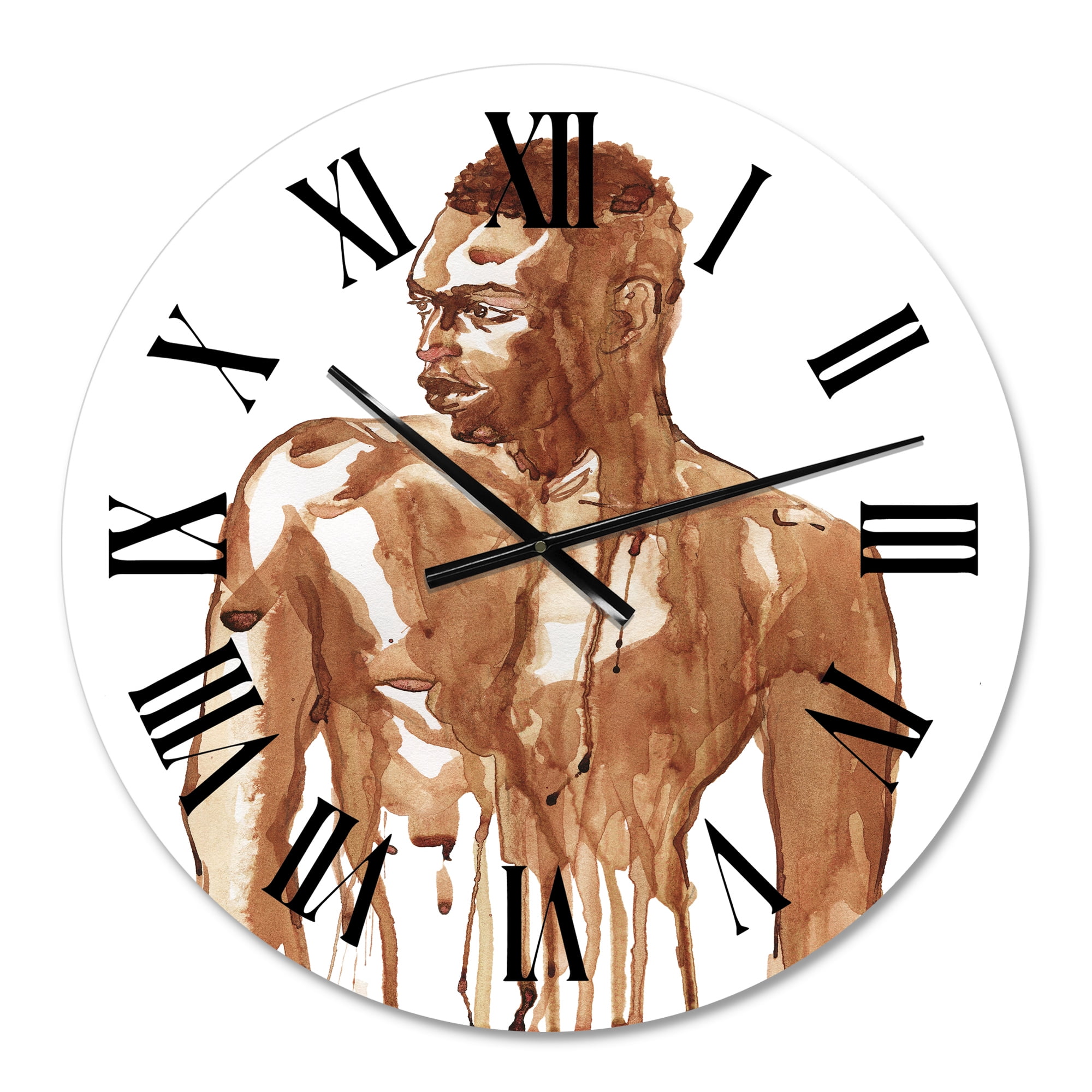 Designart 'Handsome African Man Portrait On White Ii' Modern Wall Clock