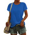 thumbnail image 7 of CIENVNSTG Womens Summer Tops Short Sleeve Crew Neck Shirts Solid Color Cute Trendy Basic Tunic Blouses Royal Blue XXXL, 7 of 7