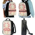 thumbnail image 2 of Yuyamidu Axolotl Backpack with Lunch Bag for Girls 8-12 Mushroom Kids Book Bag and Lunch Box Set for Girls 4 PCS Elementary/Middle School Bookbag and Lunchbox Pen Case Water Bottle Bag, 2 of 7