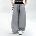 thumbnail image 2 of EnJoCho Girls Sweatpants Wide Leg Elastic High Waist Loose Straight Soft Trousers Relaxed Fit Bottoms For Kids Spring Fall Daily Streetwear School Active Wear, 2 of 5