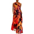 thumbnail image 1 of Robe Teinture sur Nœuds Imprimé Léopard Robe Maxi de Soirée Design Col en V Robes Longues Décontractées Vêtements de Rue Oversize, 1 of 5