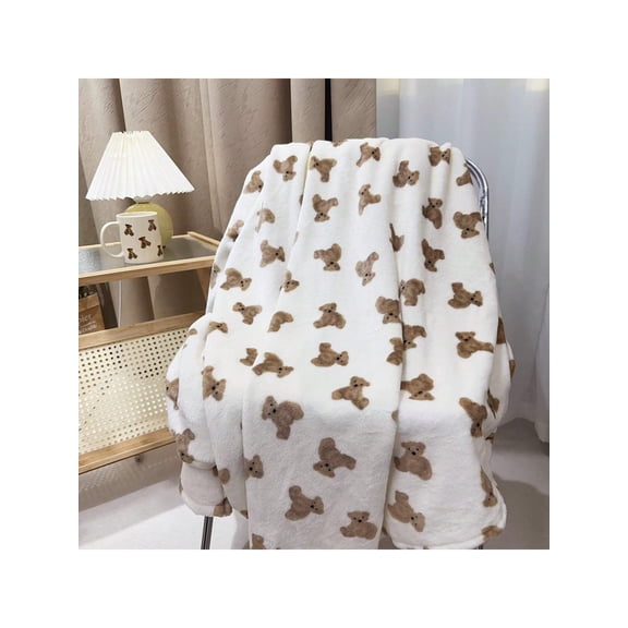 1pc Ins Cartoon Plush Throw Blanket Soft Skin Friendly Flannel Blanket Lightweight For Spring Summer Autumn Indoor Camping Air Conditioned Room Sofa Home Best Valentine's Day Gift 80*100cm