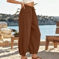 thumbnail image 5 of Womens Wide Leg Pants Drawstring Loose Baggy High Waisted Barrel Pants Summer Lounge Trousers with Pockets, 5 of 5