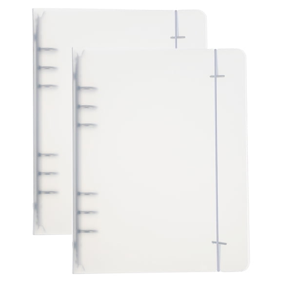 Uxcell A5 Binder Cover, 2 Pcs PP 6 Ring Round Ring Binder Cover with White Fixing Belt