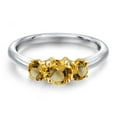 thumbnail image 3 of Gem Stone King 10K Two Tone Gold Yellow Citrine Engagement Ring for Women | 0.96 Cttw | Round 5MM | Gemstone November Birthstone | Size 7, 3 of 6