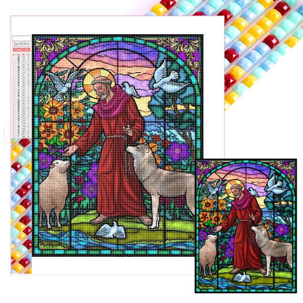 Con Cuentas Cuadradas 5D DIY Santos Y Lobos Arte para El 35x45cm