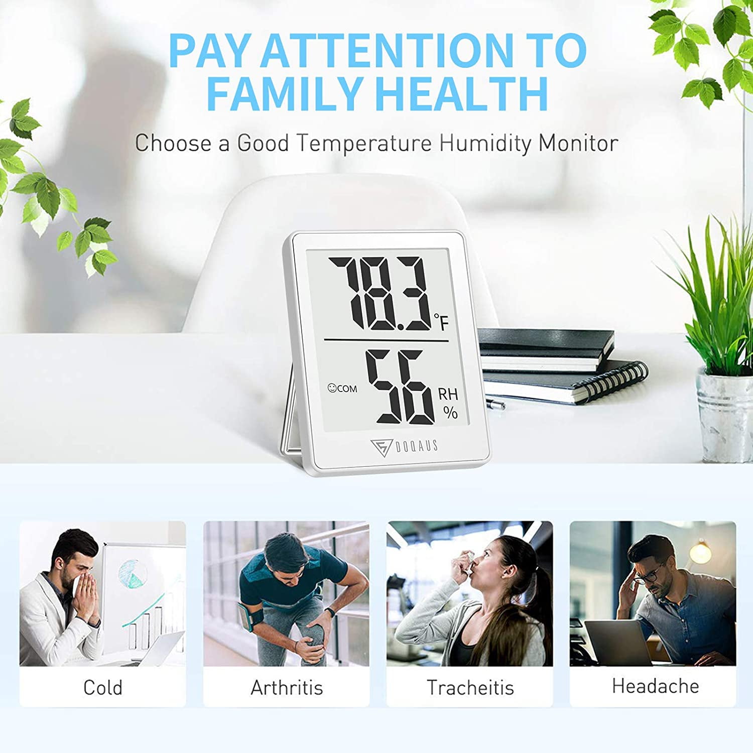 Digital Indoor Thermometer and Hygrometer with Temperature Humidity Gauge  Monitor for Home, Office, Indoor Garden, Black – DTH113