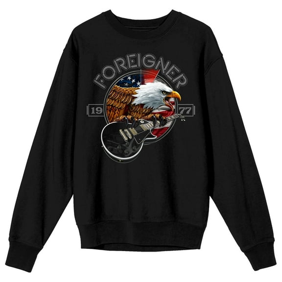 Foreigner World Tour 2022 Adult Black Crew Neck Sweatshirt - Medium