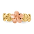 thumbnail image 5 of 14K Two-Tone Gold Ring Band Themed Yellow & Rose Diamond-cut Plumeria Flower, Size 7, 5 of 5