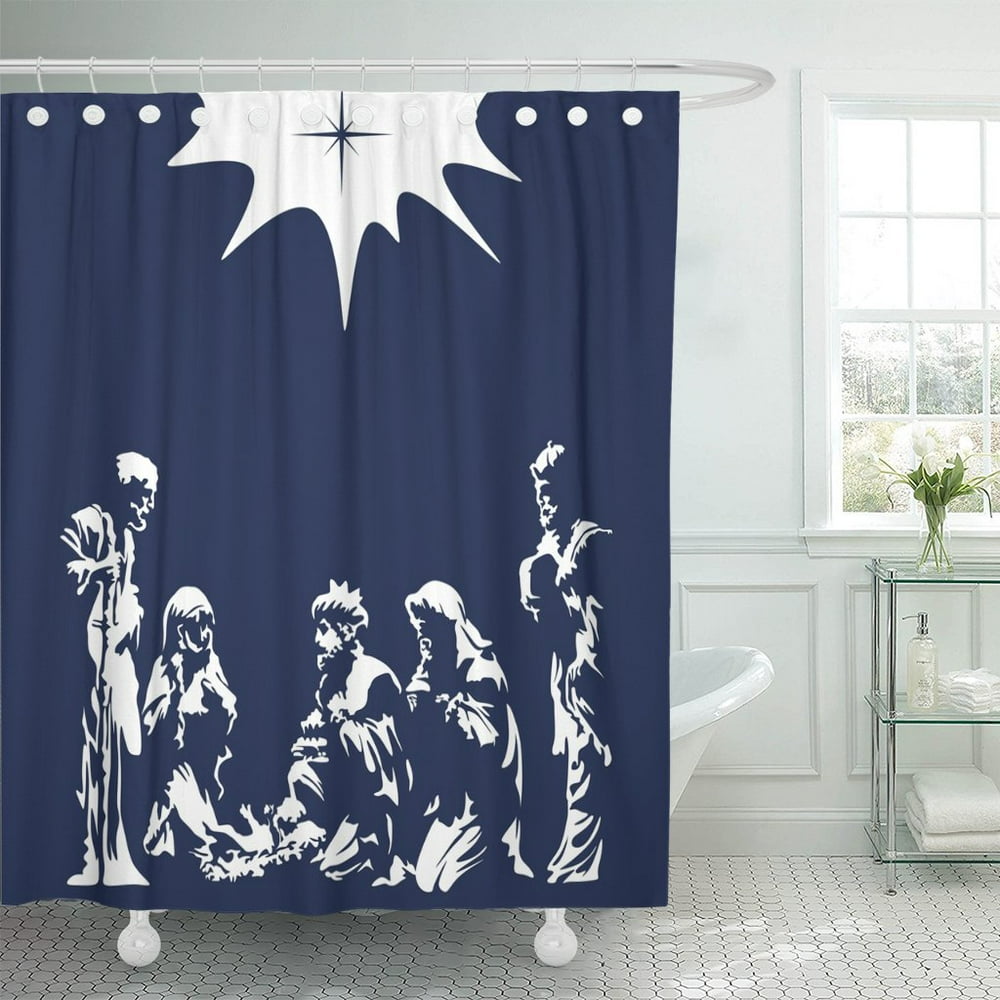 PKNMT Christmas Nativity Scene Bethlehem Star Wise Men Bible Shower Curtain 60x72 inches
