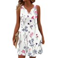 thumbnail image 2 of Womens Summer Dresses 2026 Loose V Neck Sleeveless Sundresses Swimsuit Coverup with Pockets Floral Multicolor S, 2 of 8