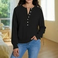 thumbnail image 2 of SGMVNU Sweaters for Women, Womens V Neck Long Sleeve Sweatshirts Half Button Soft Knit Lightweight Pullover Fashion Fall Clothes Black M, 2 of 4