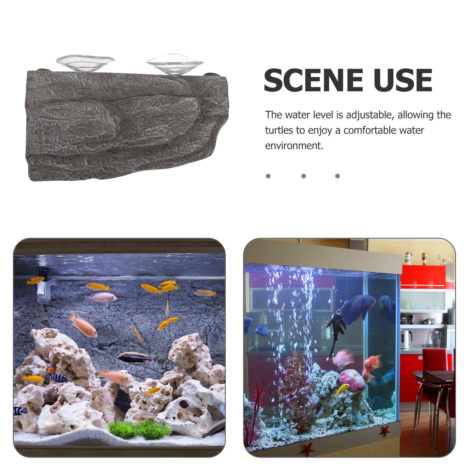 LULULION Dark Grey Resin Turtle Basking Platform for Aquatic Turtles and Reptiles