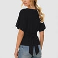 thumbnail image 5 of Cinched Waist Shirts for Women Short Dolman Sleeve Boat Neck Tops Lightweight Casual Blouses Modal Slim Fit Tunics Dressy Casual Outfits Business Trendy Tees Back Tie Bow Tops(Black,XL), 5 of 9