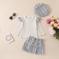 thumbnail image 2 of Toddler Baby Girl Outfits Fall Winter Clothes Knitted Cotton Long Sleeves Tops Mini Skirts Set, 2 of 8