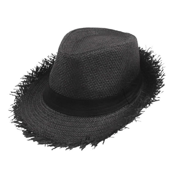 Fgnfyis Unisex Vintage Straw Sun Hat Summer Beach Hat for and Outdoor Activities Mens Womens Hats Black