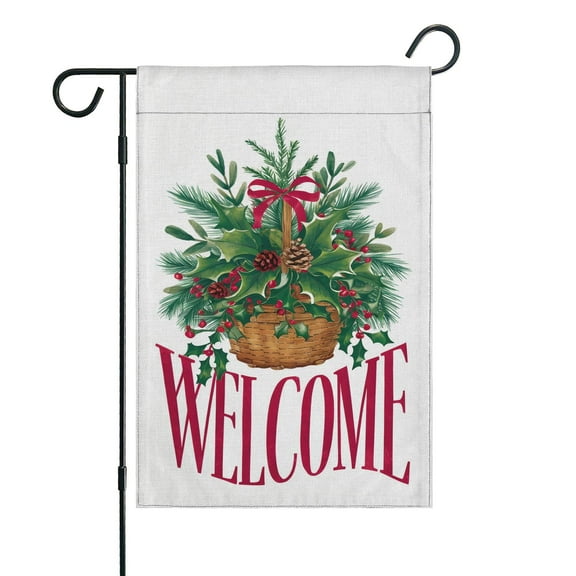 Welcome Christmas Winter Pine Branches Garden Flag Double Sided Welcome Flag for Garden Lawn Home Autumn Thanksgiving Christmas 12.5x18inch