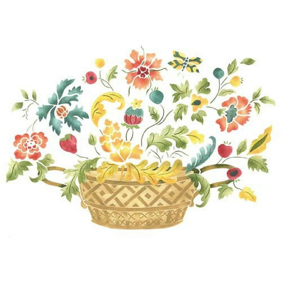 Large French Flower Basket Wall Stencil SKU #1872 by Designer Stencils