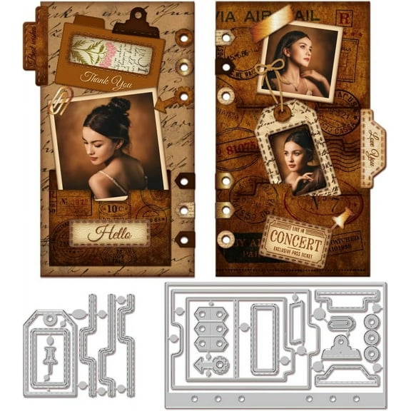 Plan Folder Page Cutting Dies for Card Making Stitched Pocket Tag Cut Die for DIY Scrapbooking Journal Embossing Paper Craft Decor