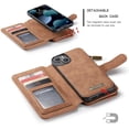 thumbnail image 3 of for iPhone 13 Wallet Case,Multifunction Zipper Purse Wallet Case [Card Slots][Cash Pocket][Kickstand] Detachable Magnetic Back Phone Cover for iPhone 13 6.1 inch (Brown), 3 of 18