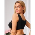 thumbnail image 3 of INSPIRE CHIC Women's Plunge Lace Wireless Push Up Pullover Bra Full Coverage Anti-Sagging Wide Strap Everyday Bras M Black, 3 of 5