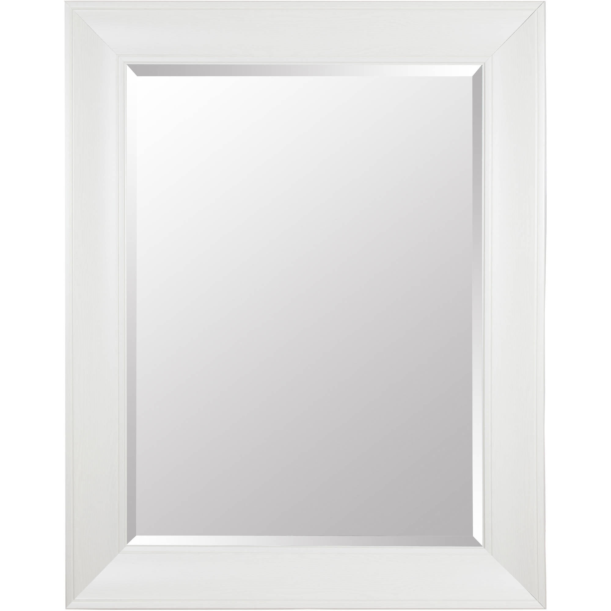 Gallery Solutions Large 39X49 Beveled Wall Mirror with White Wash Frame
