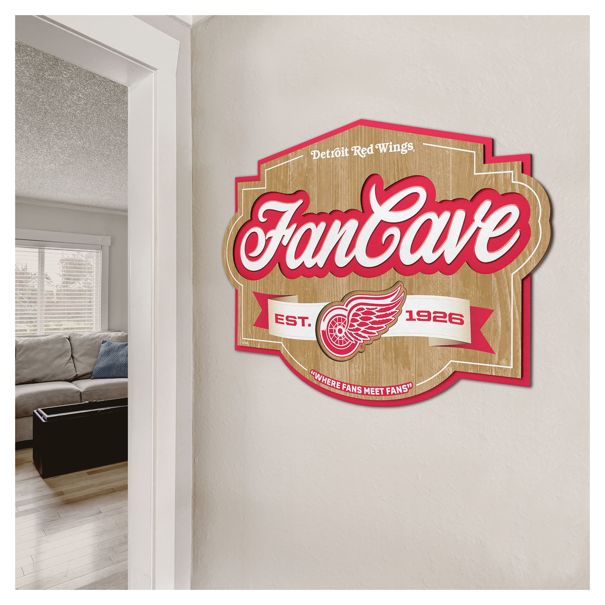 IDNA Detroit Red Wings 12.5" x 17" Fan Cave Sign