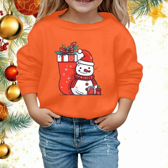 Winter Hoodies for Girls Christmas Snowflake Pullover Warm Sweatshirts for Kids Stylish Sportswear Outfit
