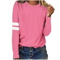 thumbnail image 5 of YUGYXL Womens Sweatshirts Round Neck Fashionable Casual Long Sleeved Tops Pink L, 5 of 7