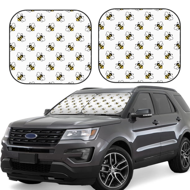 Balery Bee Parasol para parabrisas de coche de 2 piezas | Parasol plegable para parabrisas delantero de coche para la mayoría de sedanes-Small