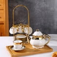 thumbnail image 3 of AJONALAA 20 Pcs Tea Set,European Ceramics Tea Cup Set for Adult,Coffee Cups with Metal Holder,Gold Trim Tea Cup Saucer Sets for Party Deco, (Gold Trim), 3 of 4