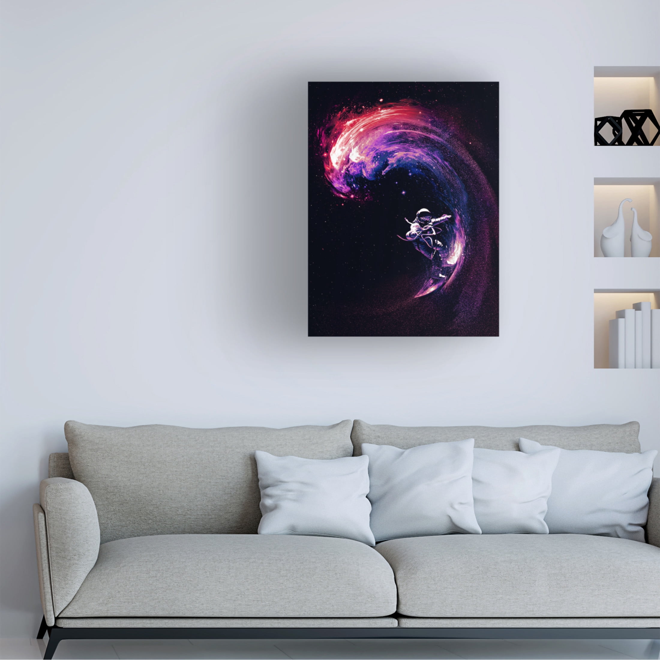 Canvas Wall Art - Francis Minoza 'Space Surfing Ii' Wall Art for Living Room, Bedroom, or Office Décor by Trademark Fine Art - 18 x 24 Inches