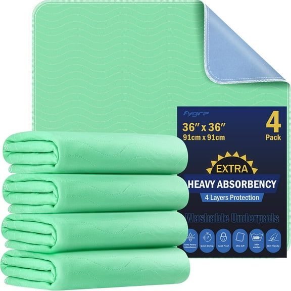 Motomate Waterproof Quick-Drying Washable Pee Pads, Heavy Absorbency Reusable Underpads (4 Pack, 36" x 36")