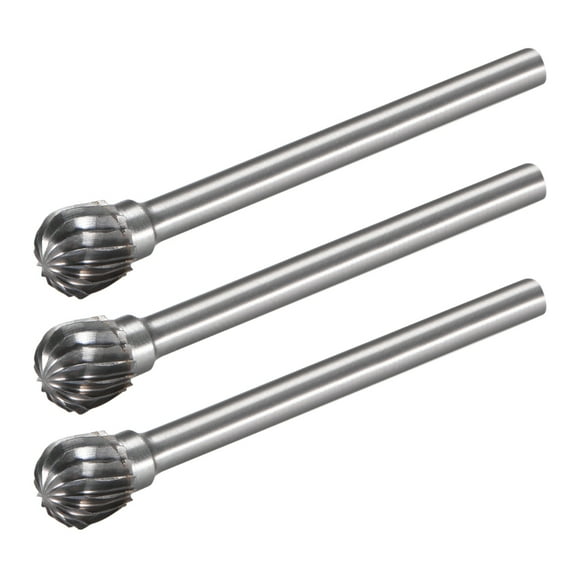 Uxcell Tungsten Carbide Single Cut Rotary Burrs File Ball Shape w 1/8" Shank 3Pcs