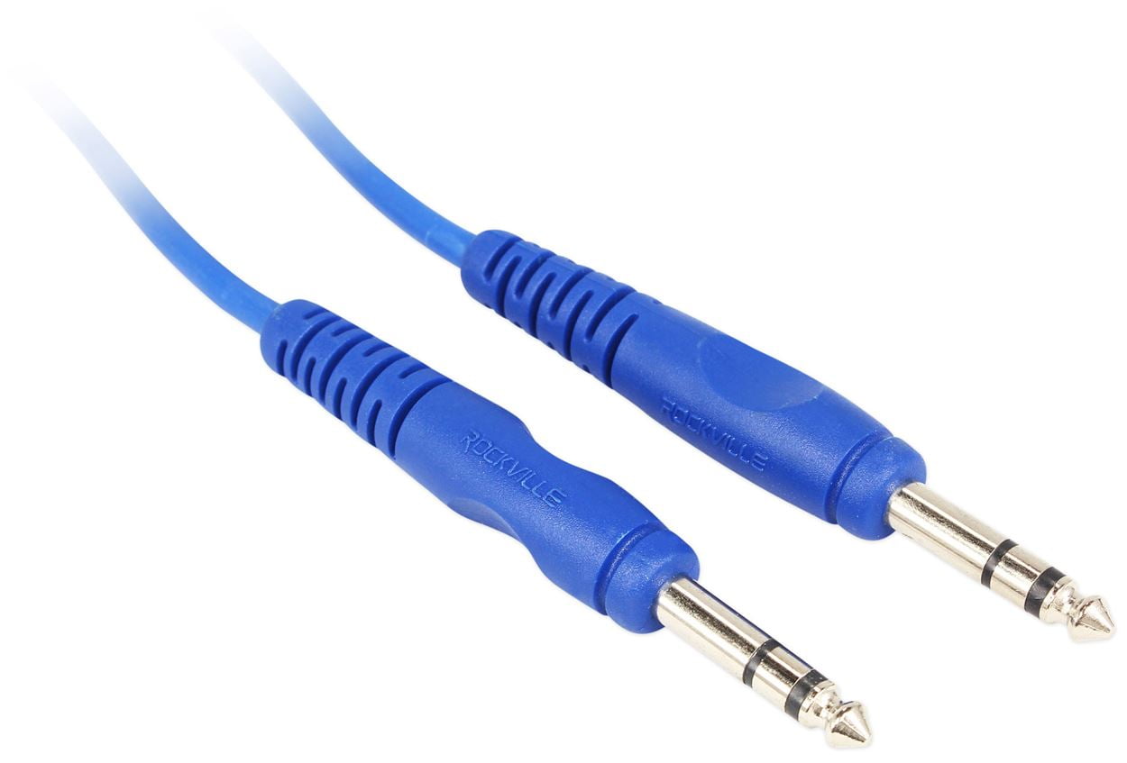 4 Rockville RCTR106BL Blue 6' 1/4'' TRS to 1/4'' TRS Cable 100% Copper