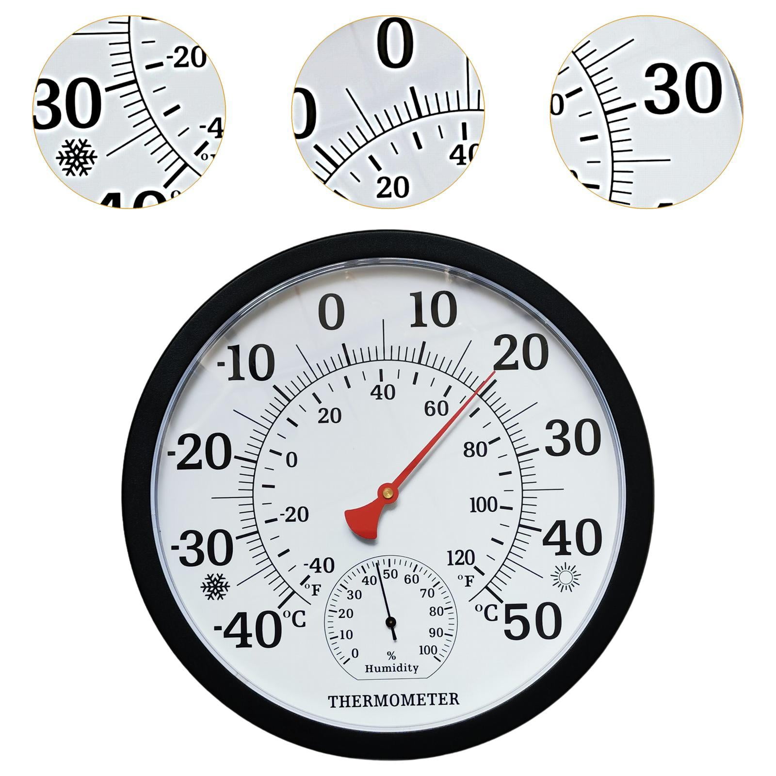 Bothyi Fine Font Temperature Humidity Meter Weather Measuring Device Sturdy Black Casing Hygrometer Thermometer for Home Barn Office
