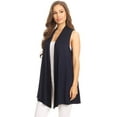 thumbnail image 2 of Women's Sleeveless Open Front Cardigan Lightweight Solid Drape Vest, 2 of 5