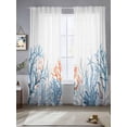 thumbnail image 2 of Seagrass Coral Sheer Curtains 96 Inch Long 2 Panels, Ocean Retro Watercolor Countryside Light Filtering Rod Pocket Semi Sheer Curtains, Sheer Voile Drapes for Living Room Bedroom, 52"x96", 2 of 5