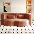 thumbnail image 3 of S-HOME Modern Folding Convertible  Floor Sofa with 2 Pillows , Corduroy Fabric Foam Sleeper Couch for Living Room and Playroom Use, Orange, 3 of 13