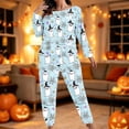 thumbnail image 2 of RMGVDSD Womens Halloween Ghost Print Pajama Sets Long Sleeve Shirts and Long Pants Loungewear Set Soft Comfy Nightwear Sleepwear Holiday Clothes, 2 of 7