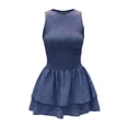 thumbnail image 5 of XIAOCHA Smocked Bodice Dress for Women Crew Neck Sleeveless Summer Party Mini Dress, 5 of 5