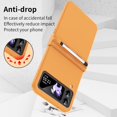 thumbnail image 3 of MonsDirect for 6.7 inch Samsung Galaxy Z Flip 4 5G 2022 Case with A Capacitance Pen, Two Hinge Protection Hard PC Back Anti-Drop Shockproof Full Coverage with S Pen Holder for Galaxy Z Flip 4, Orange, 3 of 7