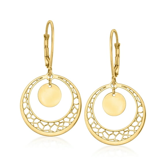 Ross-Simons Italian 14kt Yellow Gold Openwork Circle Drop Earrings, Women's, Adult
