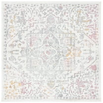 SAFAVIEH Layla Dania Oriental Area Rug, Ivory Grey/Pink, 6'7" x 6'7" Square