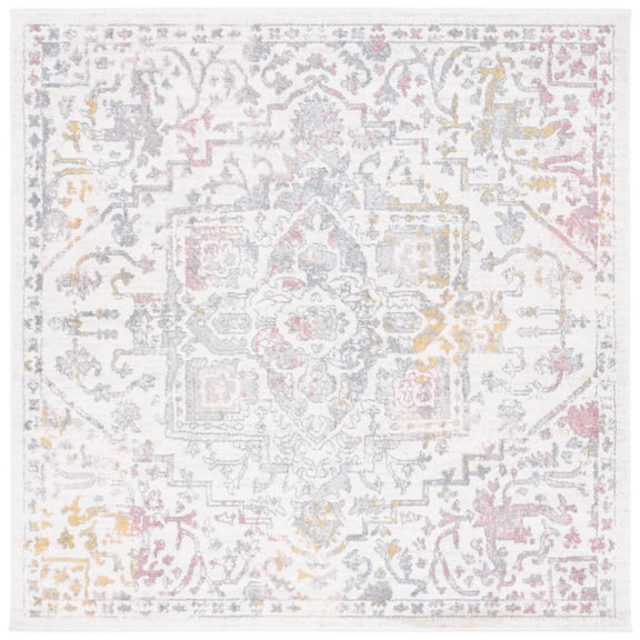 SAFAVIEH Layla Dania Oriental Area Rug, Ivory Grey/Pink, 6'7" x 6'7" Square