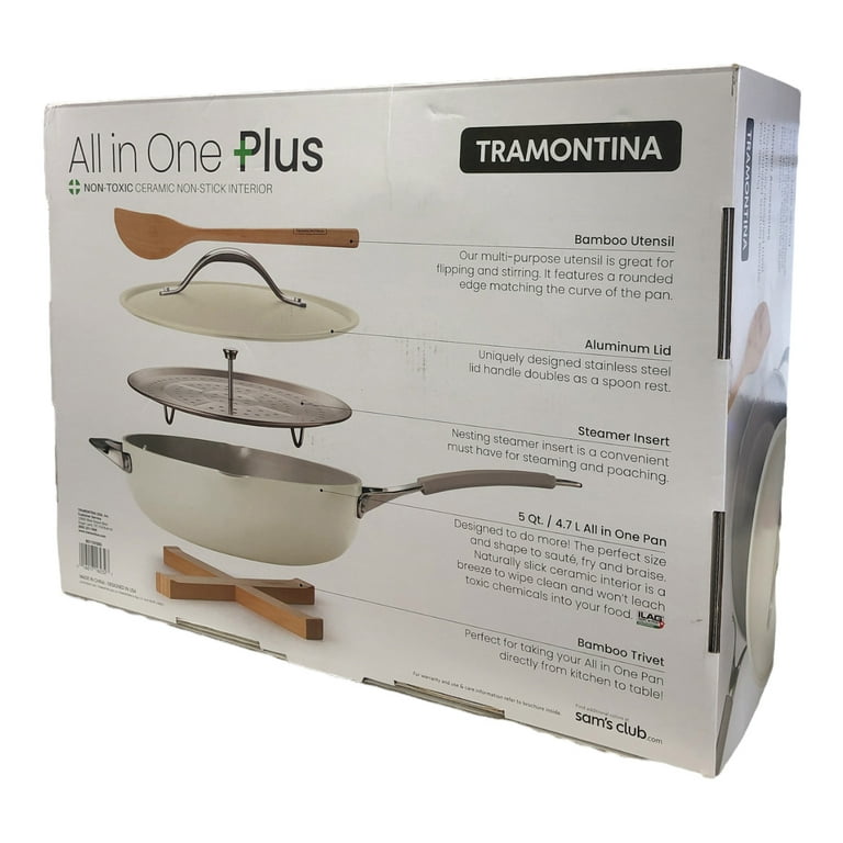 Tramontina Non Toxic Ceramic Non Stick Interior 5-Qt. All-in-One Plus Pan,  Charcoal 