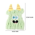 thumbnail image 2 of Microfiber Hair Towel Wrap For Kids Girls Or Women Cute Quick Drying Turban Bath Tool Soft Absorbent Hair Dry Hat Lightweight Bouncy Hat Headscarf/ Green Monster Hair Drying Cap, 2 of 5