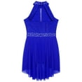 thumbnail image 6 of iEFiEL Kids Girls Lyrical Dance Dress Cutout Back Latin Jazz Gymnastics Leotard Stage Performance Costume Royal Blue 10, 6 of 7