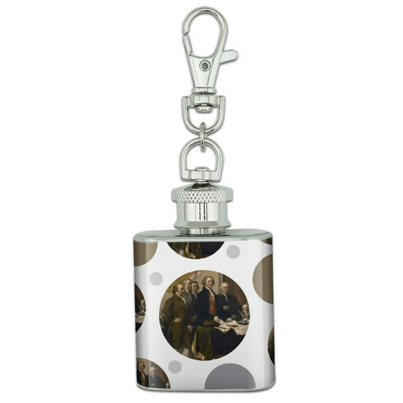 Signing of Declaration of Independence Painting Stainless Steel 1oz Mini Flask Key Chain